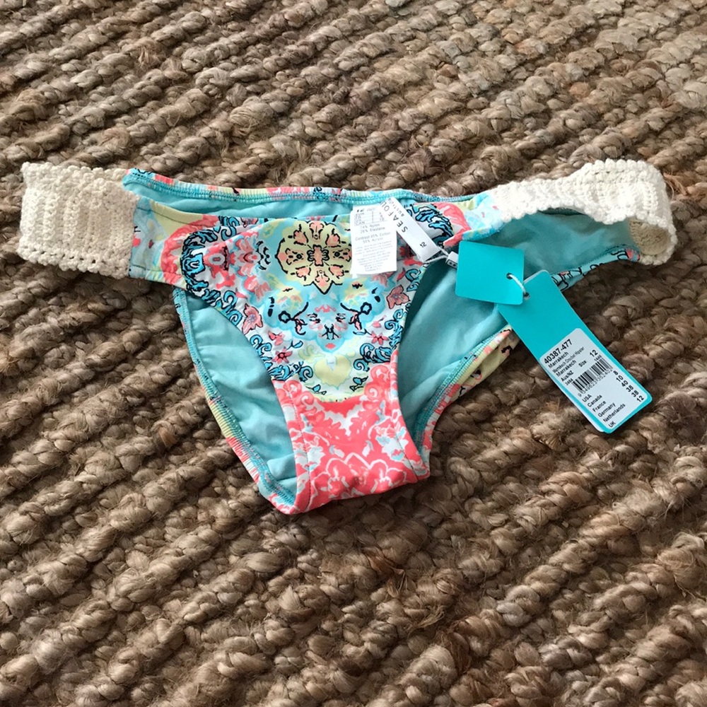 NWT Seafolly US 8 Marrakech Crochet Swim Bottom